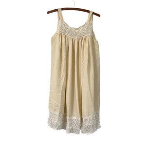VTG Iris Lingerie B Altman Cream Lace Trim Cottagecore Sleeveless Night Gown S
